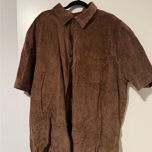Fashion Nova Brown Corduroy Casual Button Down Shirt